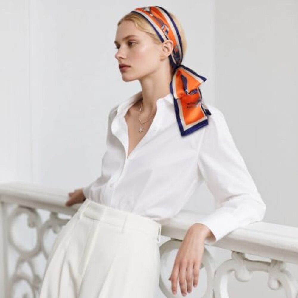 Satin Silk Scarf Elegant Multi-Function Head Wrap… - image 4
